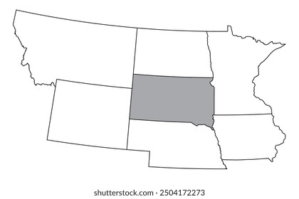 The U.S. state of  South Dakota with neighboring states