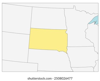 The U.S. state of South Dakota with neighboring states