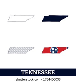 US State Tennessee Map With Flag Vector