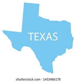 us state texas map, blue color, vector illustration 