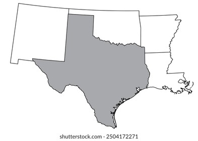 The U.S. state of Texas with neighboring states