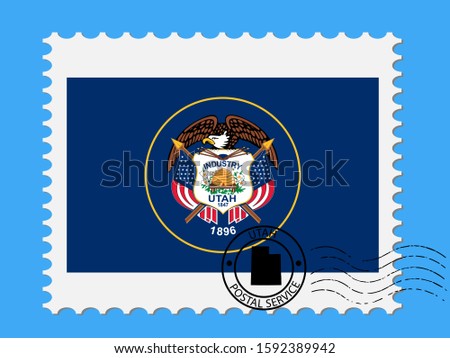 U.S. state of Utah Flag with Postage Stamp Vector illustration Eps 10
