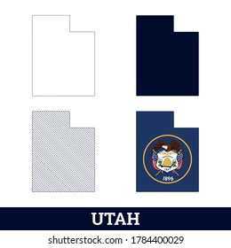 US State Utah Map with flag vector