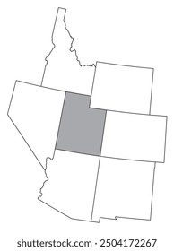 The U.S. state of Utah with neighboring states