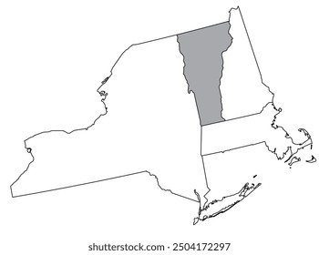 The U.S. state of Vermont with neighboring states