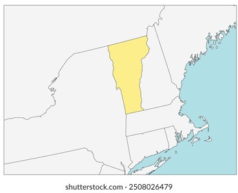 The U.S. state of Vermont with neighboring states