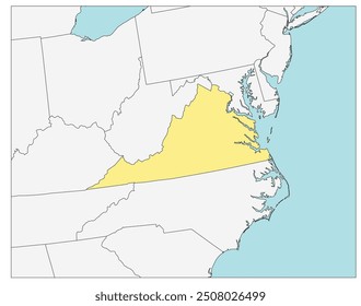 The U.S. state of Virginia with neighboring states