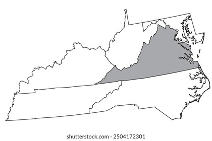 The U.S. state of Virginiawith neighboring states