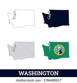 US State Washington Map with flag vector