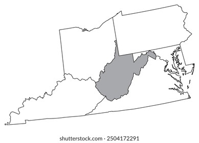 The U.S. state of West Virginia with neighboring states