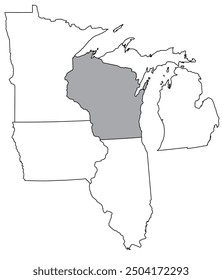 The U.S. state of Wisconsin with neighboring states