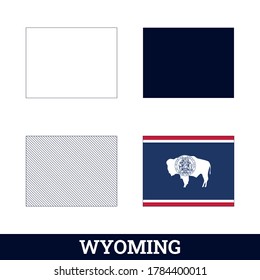 US State Wyoming Map with flag vector