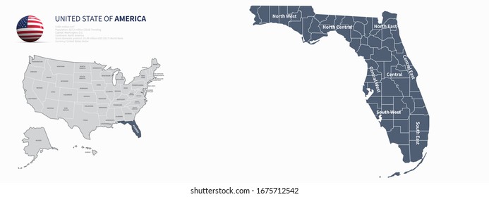 us states map. florida map. united states map. Individual Map series of U.S. States.