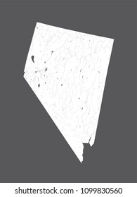 U.S. states - map of Nevada. Hand made. Rivers and lakes are shown. Please look at my other images of cartographic series - they are all very detailed and carefully drawn by hand WITH RIVERS AND LAKES