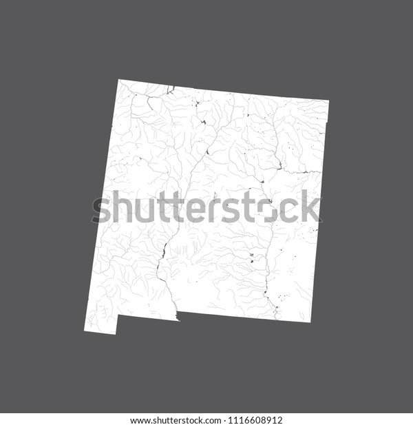 Us States Map New Mexico Rivers vector de stock (libre de regalías