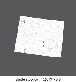 U.S. states - map of Wyoming. Hand made. Rivers and lakes are shown. Please look my other images of cartographic series - they are all very detailed and carefully drawn by hand WITH RIVERS AND LAKES.