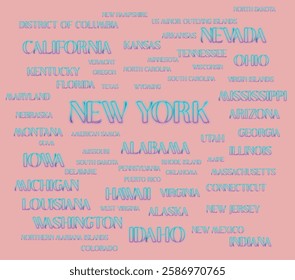 US states names are isolated. USA states graffiti, and typography.  USA's states graphic bold names. US' 50 states names illustration. Graphic vector design in eps format. removable background. 
