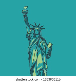 US Statue of Liberty, New York City for Poster sculpture, illustrations. American symbol.