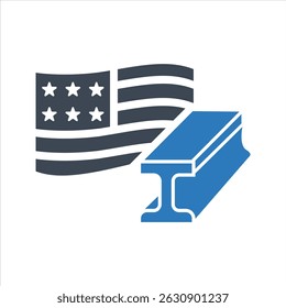 US steel industry icon. Vector and glyph