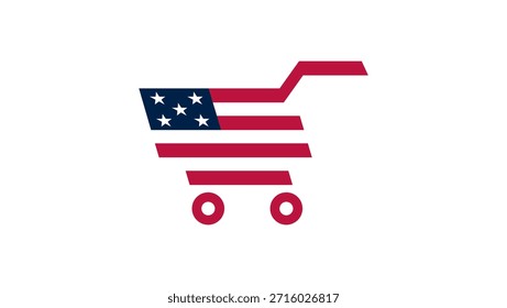 Logotipo de la tienda de EE. UU., ilustración a color plano.