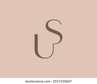 US or SU letter logo icon design. Classic style luxury initials monogram.