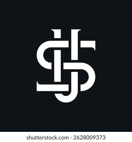 Letras iniciais do Monograma de logotipo US ou SU Preto e Branco