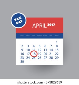  US Tax Day Icon - Calendar Design Template 2017