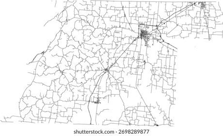 US Tennessee State Obion County Roads vector 2024 for all roads