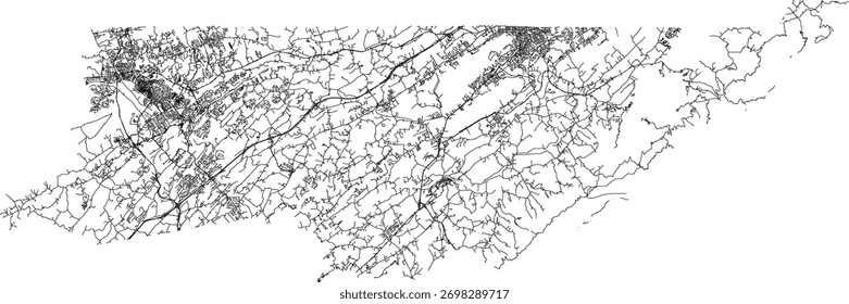US Tennessee State Sullivan County Roads vector 2024 for all roads