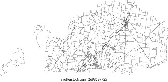 US Tennessee State Tipton County Roads Vector 2024 para todas las carreteras