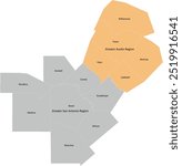 US Texas San Antonio–Austin metroplex map with counties