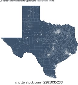 US Texas State Boundaries for Spatial Lens Texas Census Tracts
