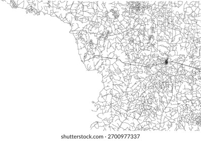 EUA Estado Crockett County Roads vetor 2024 para todas as estradas