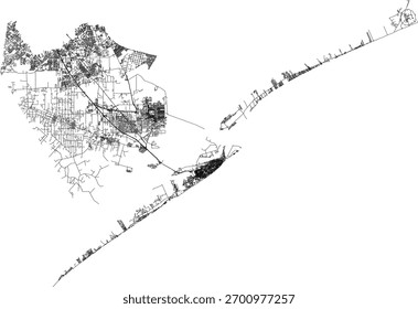 US Texas State Galveston County Roads Vektor 2024 für alle Straßen