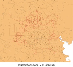 US Texas State Houston city Zip code map with city limit