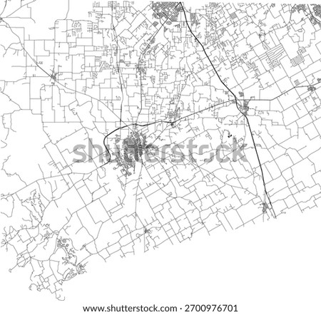 US Texas State Johnson County Roads vector 2024 for all roads