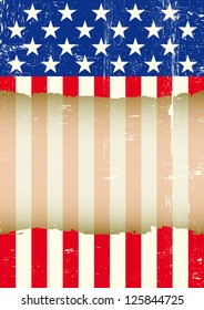 US torn flag. A dirty american flag with a large transparent frame for your message.