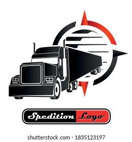 US-Lastkraftwagen mit Navigation und Kompass - Logo-Design
