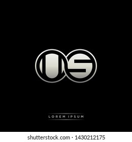 US U S initial letter linked circle capital monogram logo modern template silver color edition