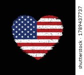 U.S. United States Heart Shape Flag Grunge Distress Vintage Style