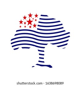 US USA american tree flag logo design elements vector icons