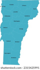 US Vermont county map with 14 Counties’ Names and Boundaries, all text in one layer could be hidden.