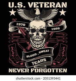 U.S. Veteran Never Forgotten with usable vector veteran t shirt design