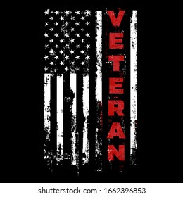 US Veteran. USA Army Flag. Military Patriotic Symbol.  Veterans Day  Illustration Grunge Design.