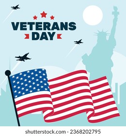 US Veterans Day background. Happy Veterans Day. American flags. US Flag. November 11. Vector illustration. Poster, Banner, Greeting Card, Flyer, Card, cover, Template. post. honoring military veterans
