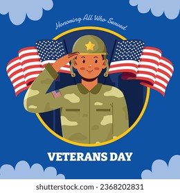 US Veterans Day background. Happy Veterans Day. American flags. US Flag. November 11. Vector illustration. Poster, Banner, Greeting Card, Flyer, Card, cover, Template. post. honoring military veterans