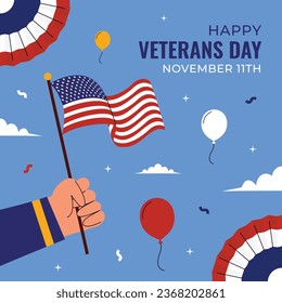 US Veterans Day background. Happy Veterans Day. American flags. US Flag. November 11. Vector illustration. Poster, Banner, Greeting Card, Flyer, Card, cover, Template. post. honoring military veterans