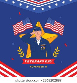 US Veterans Day background. Happy Veterans Day. American flags. US Flag. November 11. Vector illustration. Poster, Banner, Greeting Card, Flyer, Card, cover, Template. post. honoring military veterans