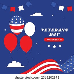 US Veterans Day background. Happy Veterans Day. American flags. US Flag. November 11. Vector illustration. Poster, Banner, Greeting Card, Flyer, Card, cover, Template. post. honoring military veterans