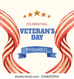 US Veterans Day background. Happy Veterans Day. American flags. US Flag. November 11. Vector illustration. Poster, Banner, Greeting Card, Flyer, Card, cover, Template. post. honoring military veterans
